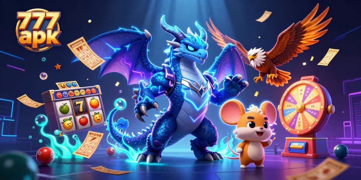 Spin the reels of 777 apk with excitement, featuring vibrant characters and casino elements.