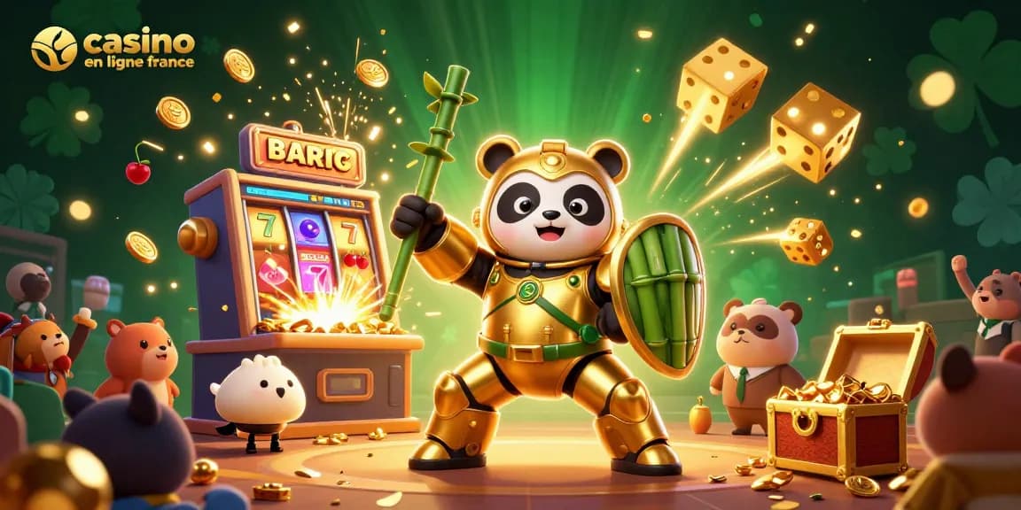 Jouez à des jeux excitants sur casino en ligne france avec un panda doré et des machines à sous.