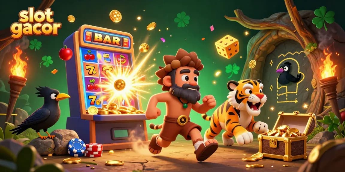 Spin the slot gacor machine for jackpots in a lively prehistoric casino setting.