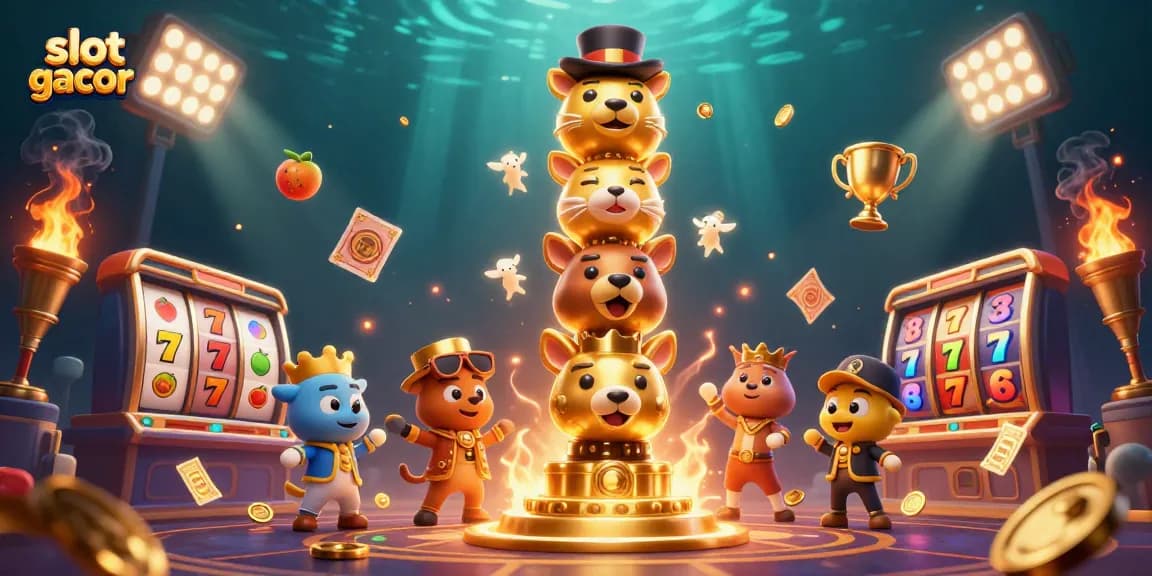 Experience exciting wins with slot gacor in this vibrant 3D casino illustration.
