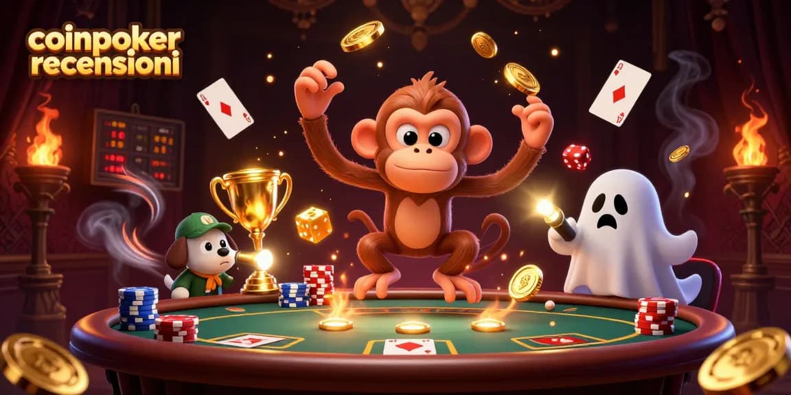 Gioca a CoinPoker con recensioni dettagliate su un'immagine vivace di poker e bonus.