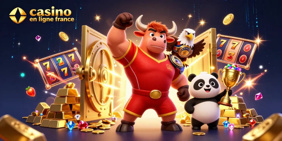 Jouez à des jeux sur casino en ligne France avec le taureau et le panda gagnant.