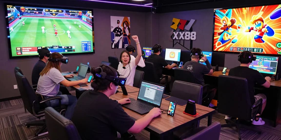 Exciting online gaming scene showcasing players at https://xx88.se.net/ with colorful visuals and community interaction.