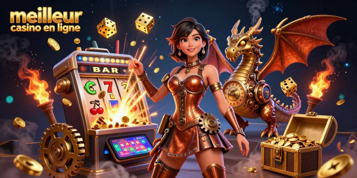 Découvrez des gains passionnants au meilleur casino en ligne avec cette illustration dynamique mettant en scène une femme captivante et des éléments de jackpot.