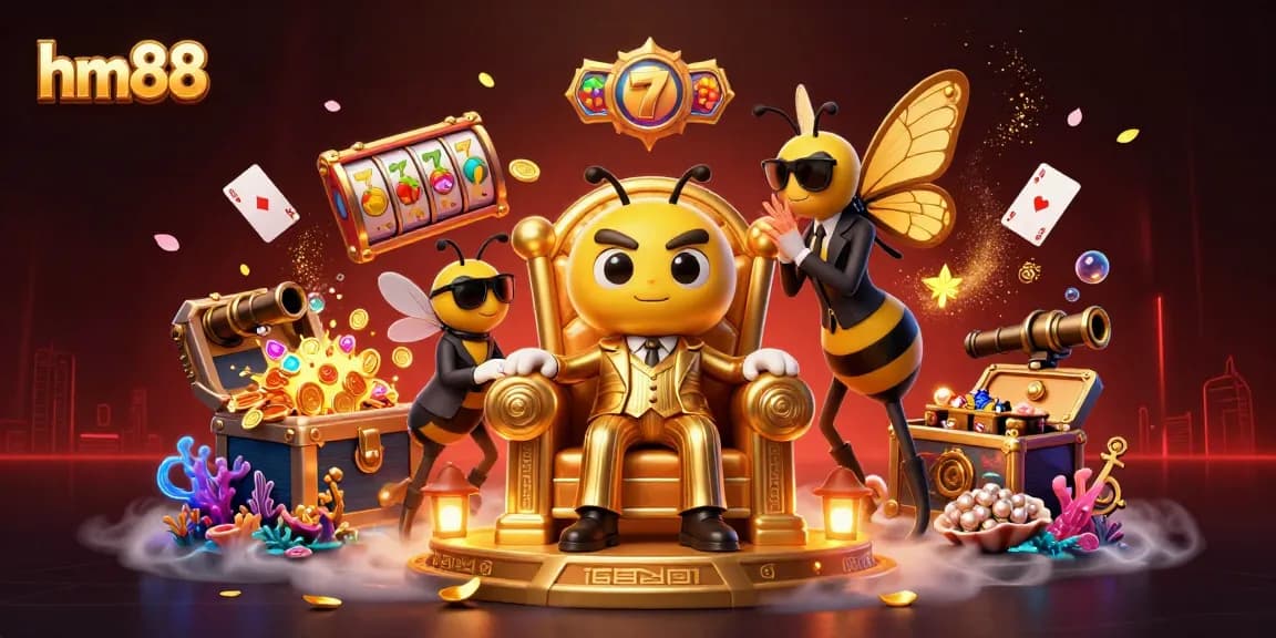 Experience the thrill of gambling at hm88 with themed elements and vibrant characters in a dynamic scene.