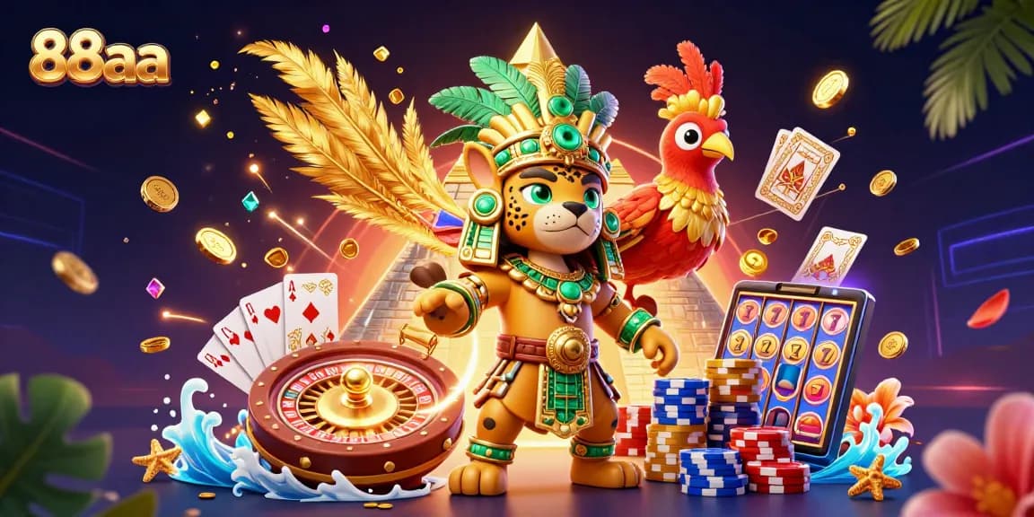 Engage in high-stakes gaming at 88aa with a vibrant 3D casino scene filled with excitement.