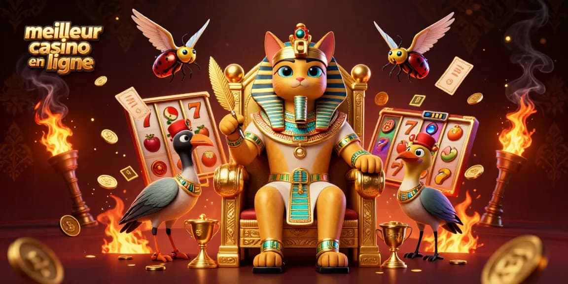 Découvrez l'excitation du meilleur casino en ligne avec des éléments de jeu de casino 3D vibrants et des personnages.