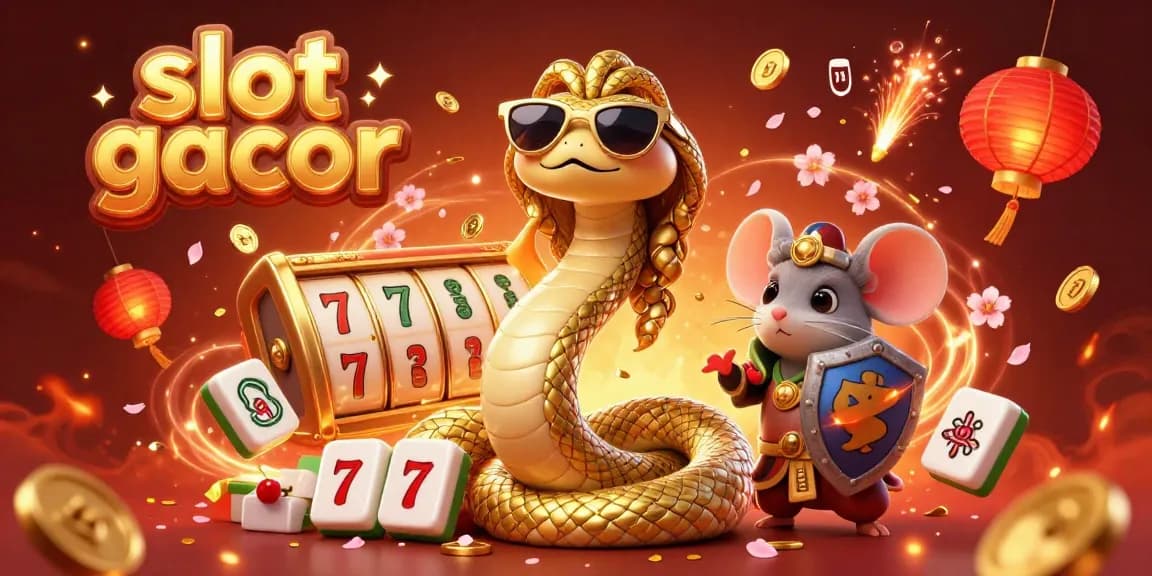 Experience thrills with slot gacor in a vibrant scene featuring Medusa, lucky 7s, and festive decorations.