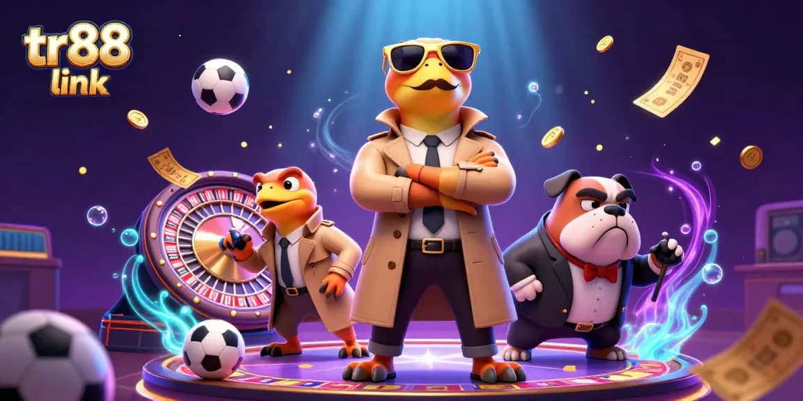 Engage with the tr88 link in this vibrant sports betting scene featuring cartoon raptors and dynamic game elements.