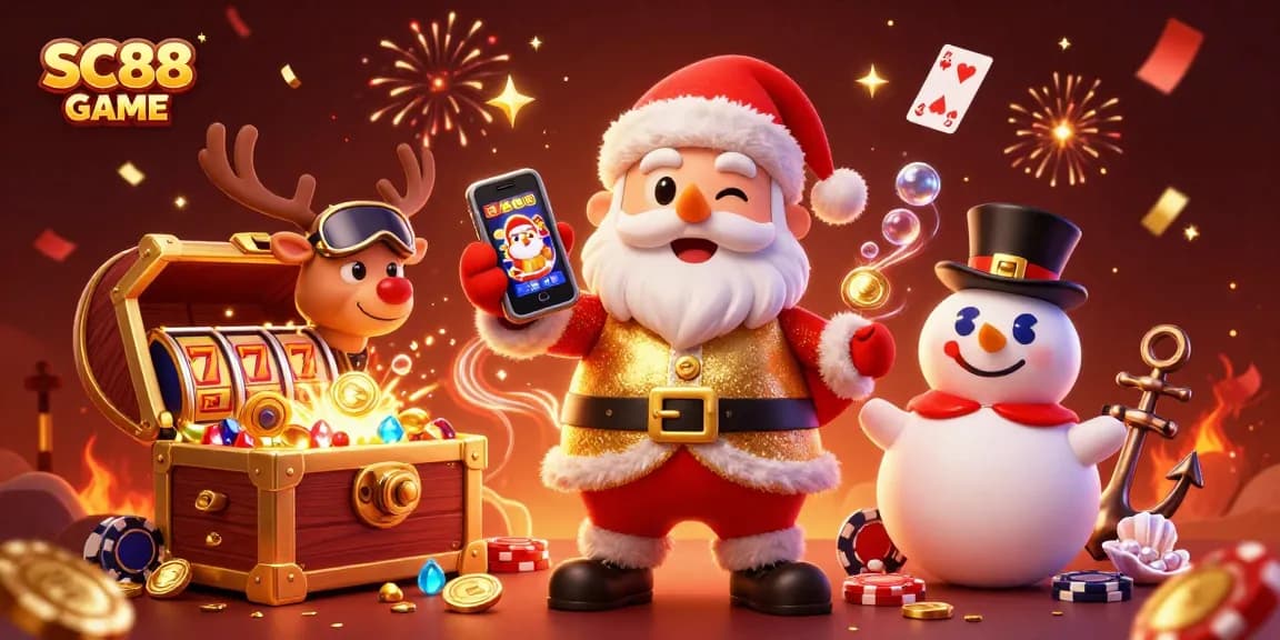Experience big wins in SC88 GAME with Santa and friends in this vibrant online casino scene.