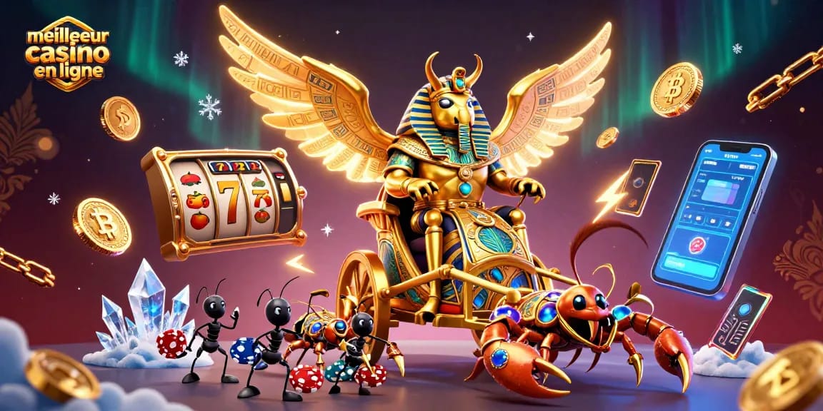 Découvrez le meilleur casino en ligne avec une scène dynamique et festive pleine de personnages fantastiques.