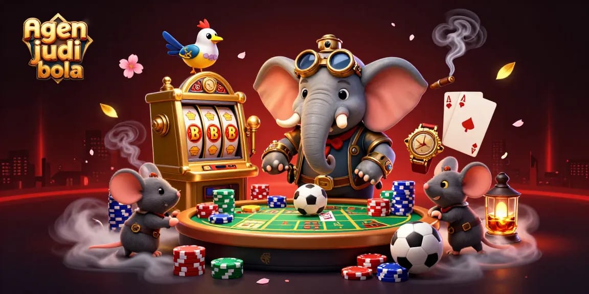 Experience action-packed gaming with agen judi bola at this vibrant sports betting illustration.