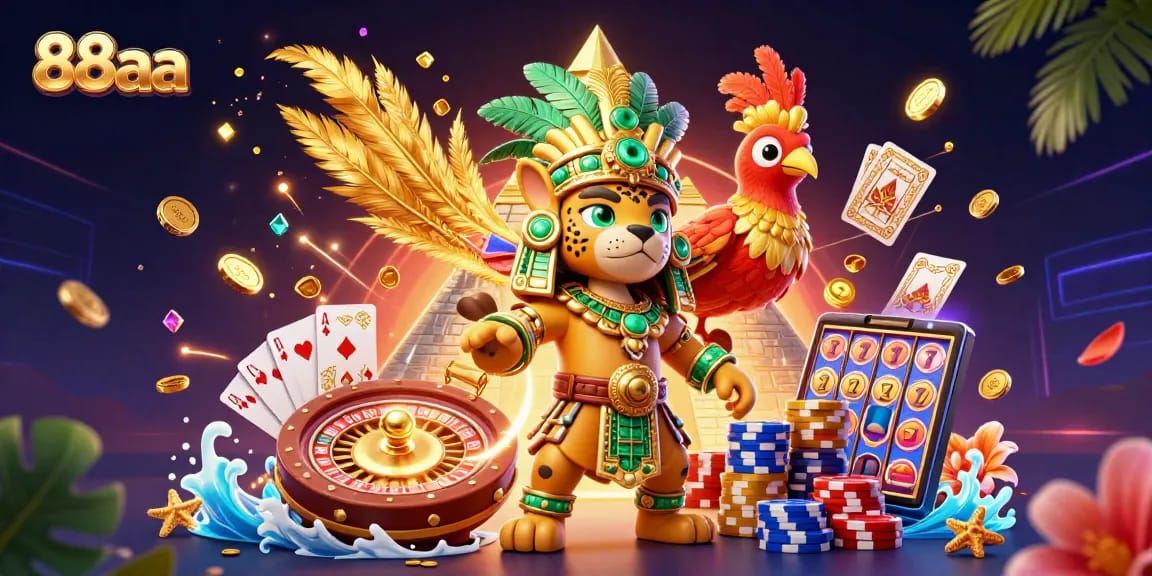 Engage in high-stakes gaming at 88aa with a vibrant 3D casino scene filled with excitement.