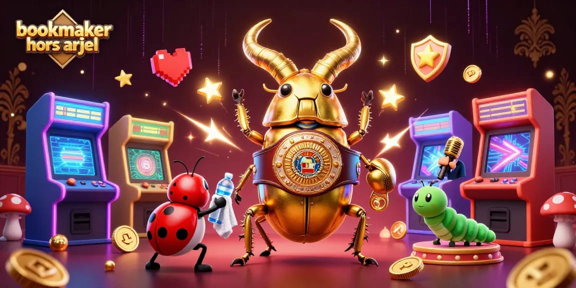 Pariez avec le bookmaker hors arjel illustré dans une scène dynamique remplie d'éléments de casino.