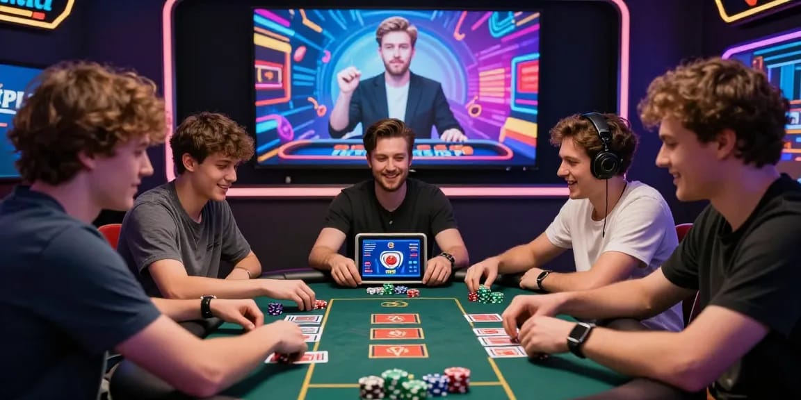 Players enjoying rikvip online casino games in a vibrant atmosphere