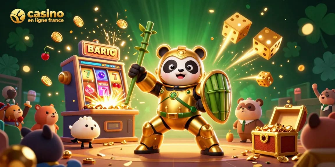 Jouez à des jeux excitants sur casino en ligne france avec un panda doré et des machines à sous.