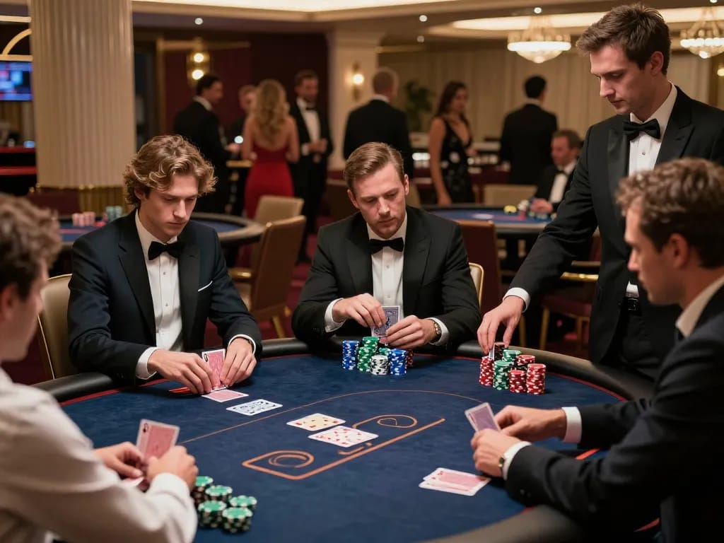79K ING poker players engaged in strategic gameplay at a luxury casino table