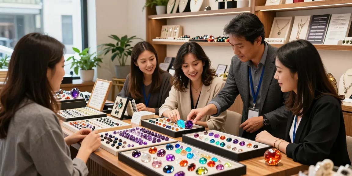 Discover quality gemstones at https://www.mygemspot.com in a vibrant marketplace setting