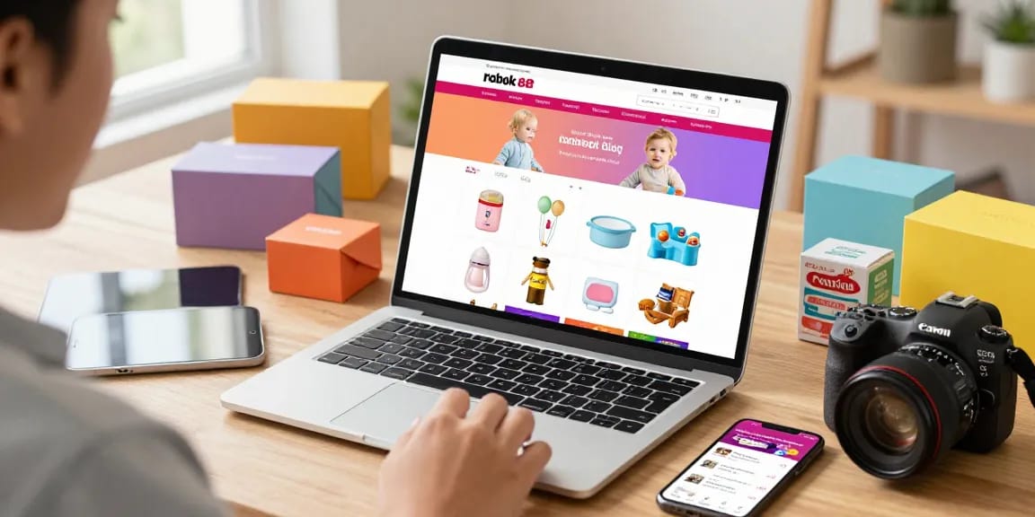 rokok 88 online shopping scene with vibrant product selection and enthusiastic user