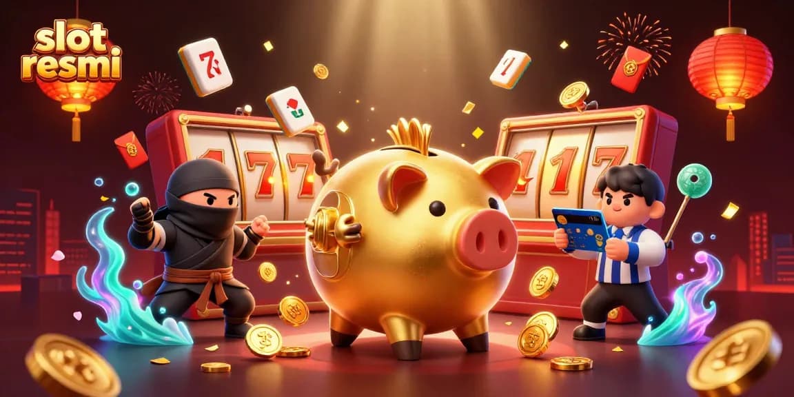 Win big with slot resmi in this lively casino scene featuring vibrant characters and striking game elements.