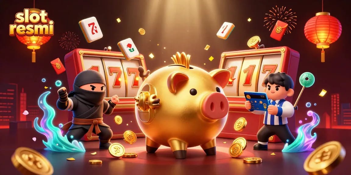 Win big with slot resmi in this lively casino scene featuring vibrant characters and striking game elements.