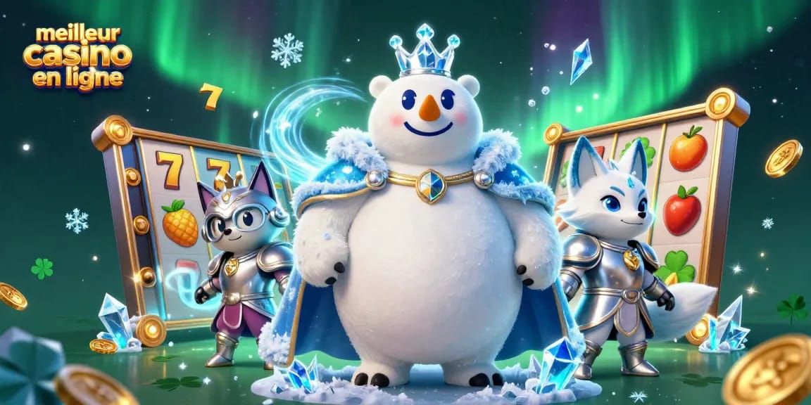 Découvrez le meilleur casino en ligne avec un ours polaire royal et un renard en armure dans un monde de machines à sous.