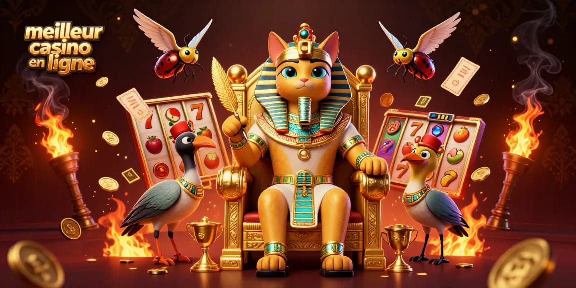 Découvrez l'excitation du meilleur casino en ligne avec des éléments de jeu de casino 3D vibrants et des personnages.