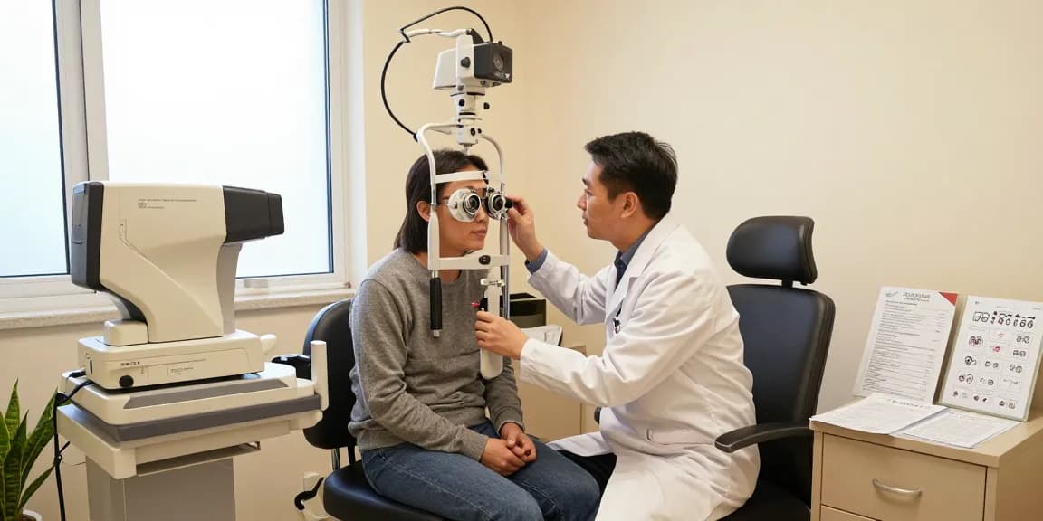 Eye examination at SNU Eye Clinic with advanced equipment highlighting snuseoulglobal.com's commitment to eye health.