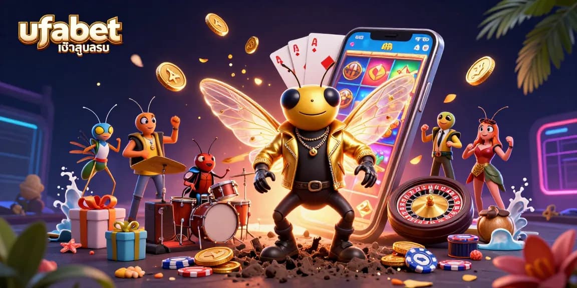 Experience ufabetเข้าสู่ระบบ with vibrant casino elements and engaging gaming characters.