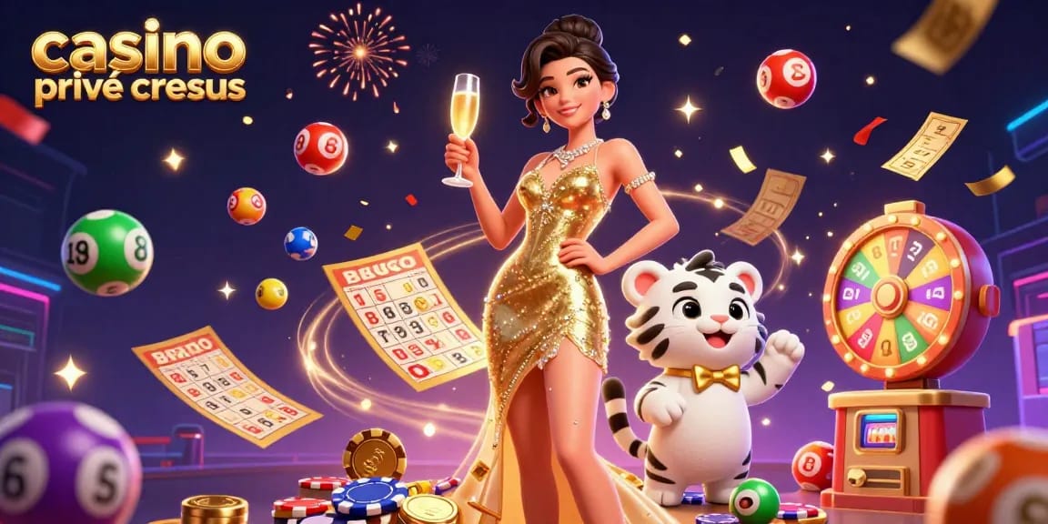 Vivez des moments de jeu exaltants au casino privé cresus avec une célébration vibrante sur le thème du casino.