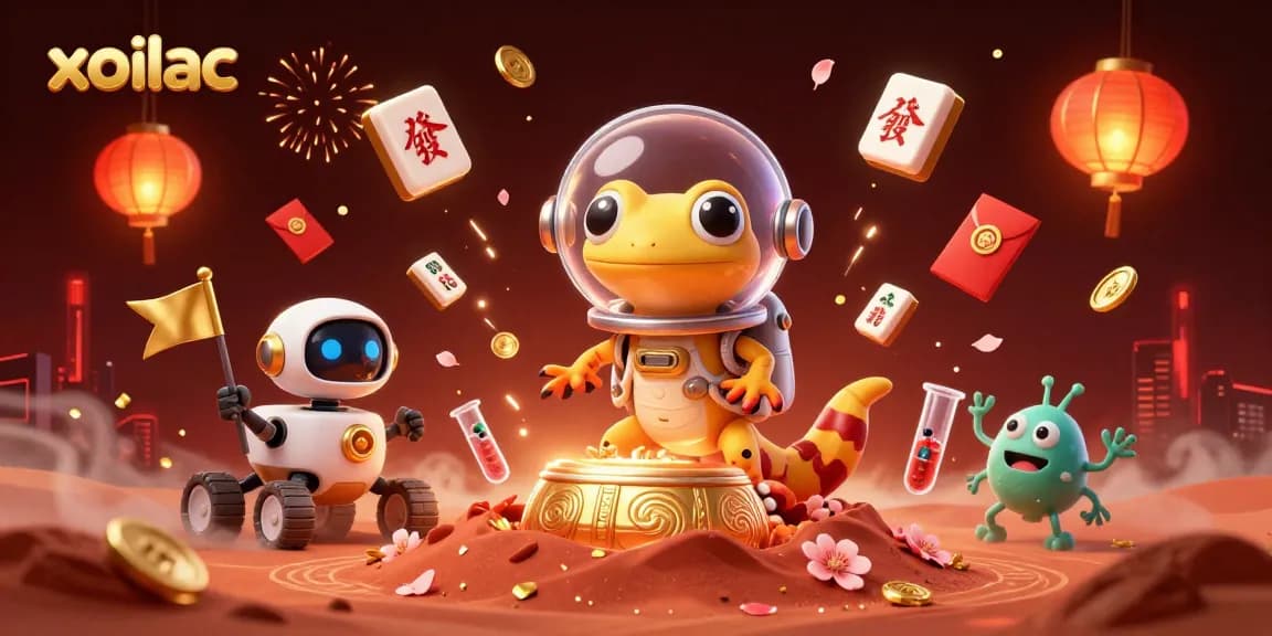 Cheer and win with xoilac as the Martian gecko discovers a golden casino adventure.