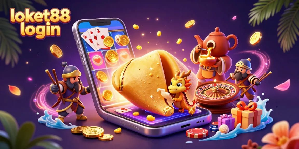 Experience the excitement of loket88 login with this vibrant casino-themed 3D illustration!