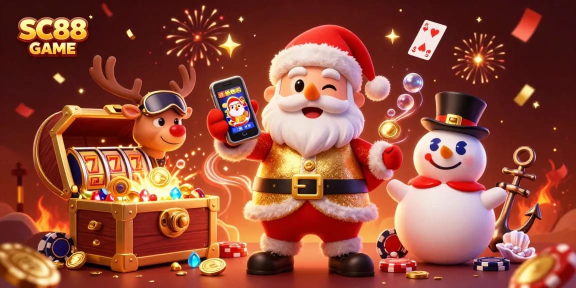 Experience big wins in SC88 GAME with Santa and friends in this vibrant online casino scene.