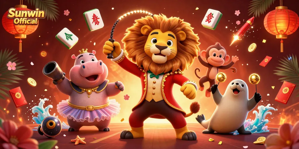 Experience the vibrant thrill of Sunwin Official's engaging casino games with circus characters.