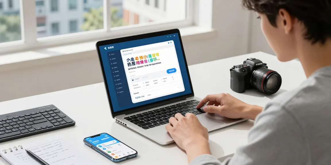 Setting up telegram chinese latest guide on a laptop in a modern workspace with vibrant surroundings.