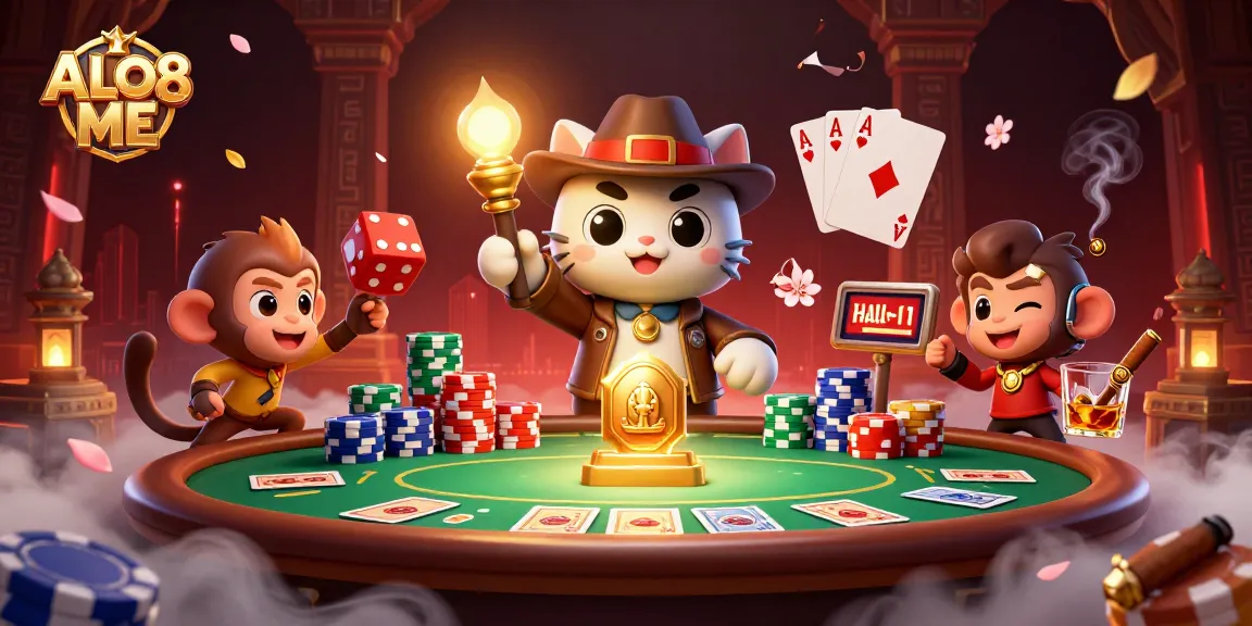 Experience excitement with ALO8 ME as the adventurous cat and monkey discover casino treasures.