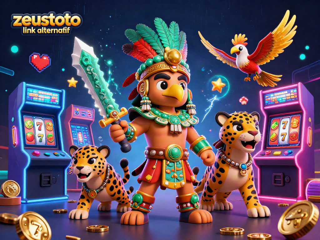 Play exciting slots with zeustoto link alternatif featuring vibrant Aztec warriors and rich casino elements.