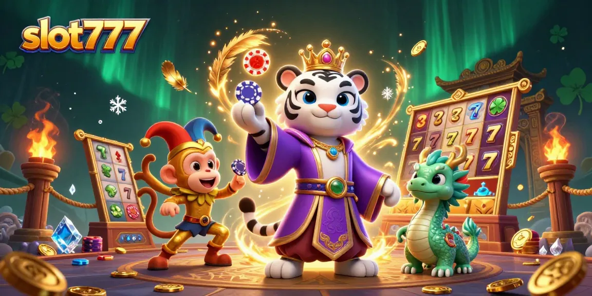 Engage with slot777's vibrant world of gaming featuring a royal tiger and playful monkey.