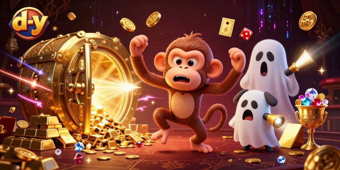Experience the magical chaos at d-y with a mischievous monkey juggling casino treasures!