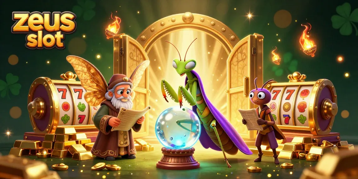Spin the reels of the zeus slot in this vibrant, magical casino scene.