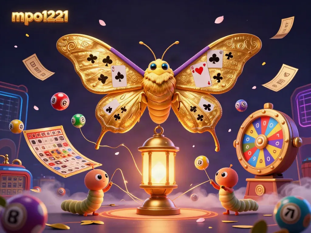 Engage in a colorful casino experience with mpo1221, featuring vibrant games and elements in a dynamic scene.