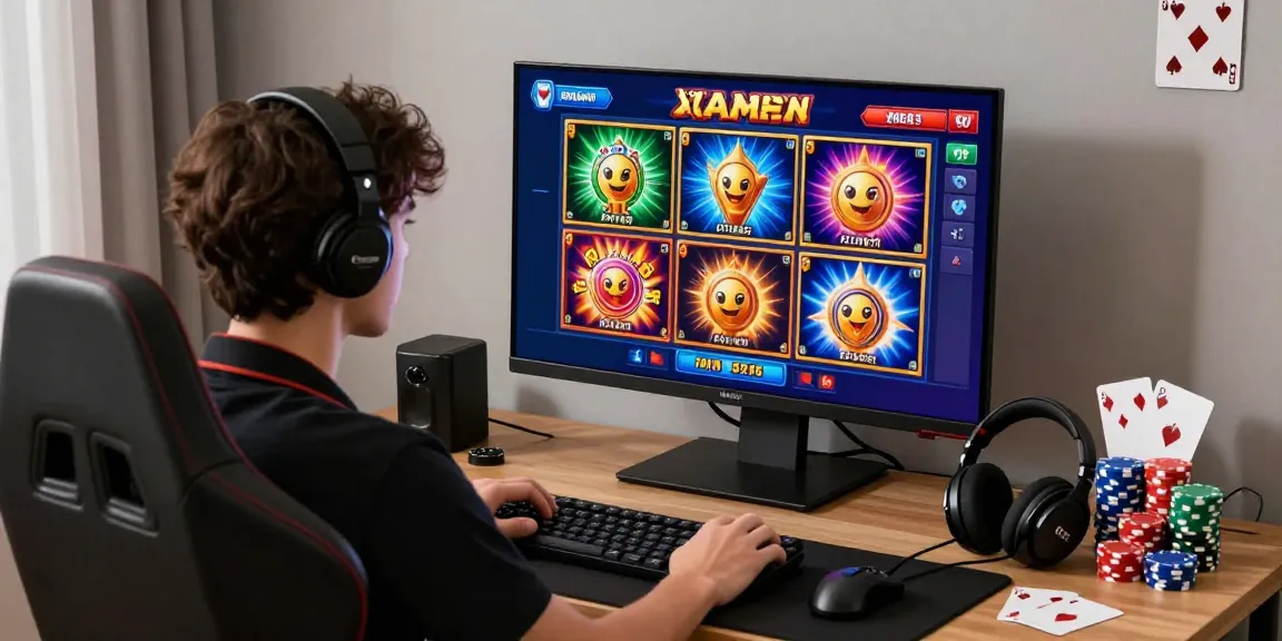 L'expérience de casino en ligne optimale, mettant en vedette un joueur se concentrant sur des jeux de machines à sous vibrants dans un bureau moderne.