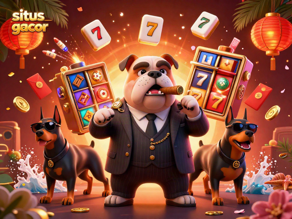 Experience the excitement of situs slot gacor with a vibrant scene featuring casino characters and game elements.