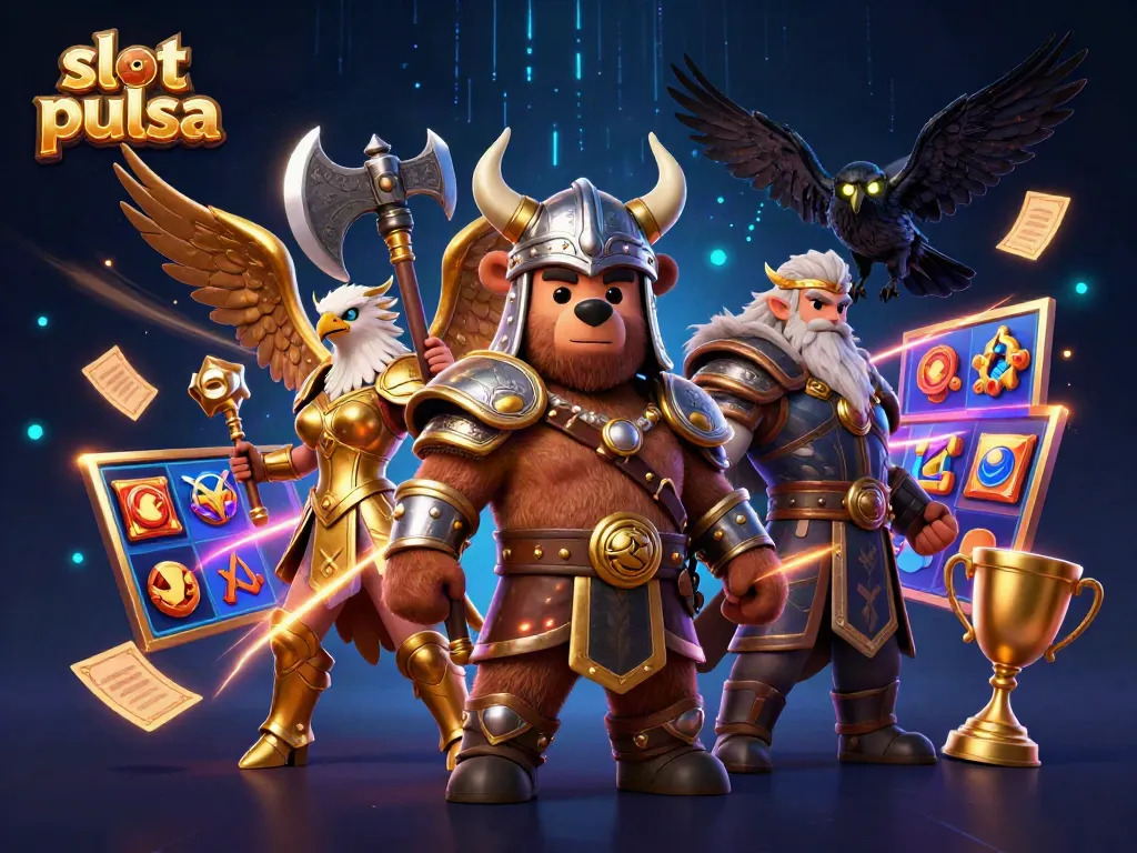 Menangkan slot pulsa Anda dengan mudah menggunakan simbol slot dan jackpot yang menarik pada ilustrasi kasino 3D ini.