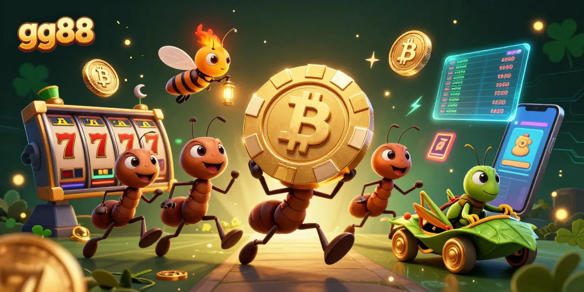Experience the thrilling gg88 casino adventure with ants and their heist amidst vibrant slots and crypto coins.