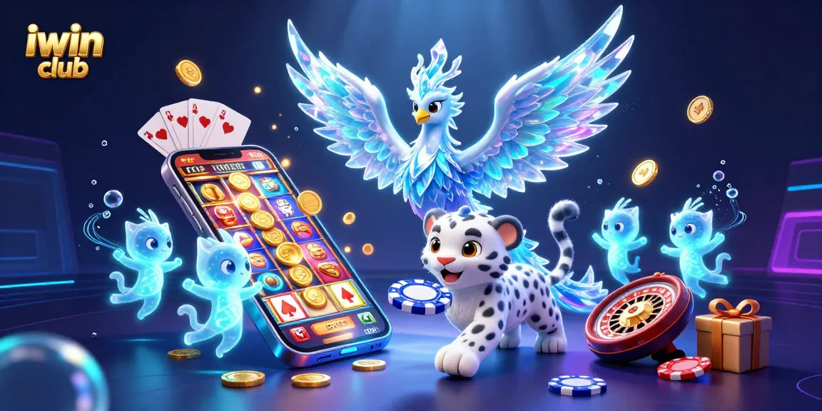 Enjoy thrilling gaming at iwin club with vibrant 3D illustration featuring fantastical characters and casino elements.