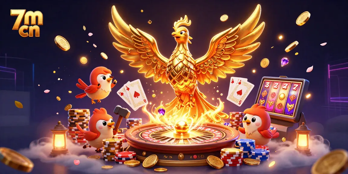 Experience thrilling casino games with 7m cn's live scores and real-time updates in a vibrant 3D illustration.