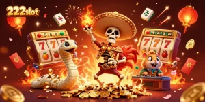 Menyenangkan bermain di 222slot dengan skeleton mariachi, ular mummy, dan hamster DJ di tengah koin emas.