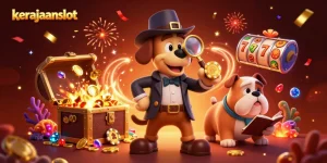 Gali kemenangan di kerajaanslot saat melacak petunjuk harta karun poker chip emas.