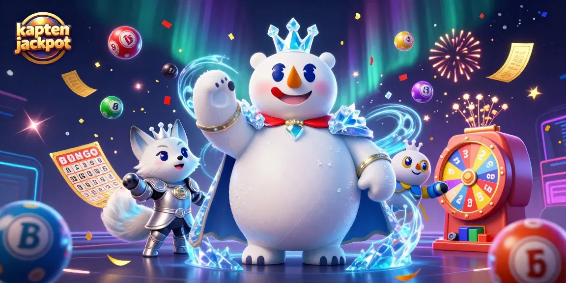 Immerse in the thrilling kaptenjackpot experience with the ice king and snow fox among vibrant lottery elements.